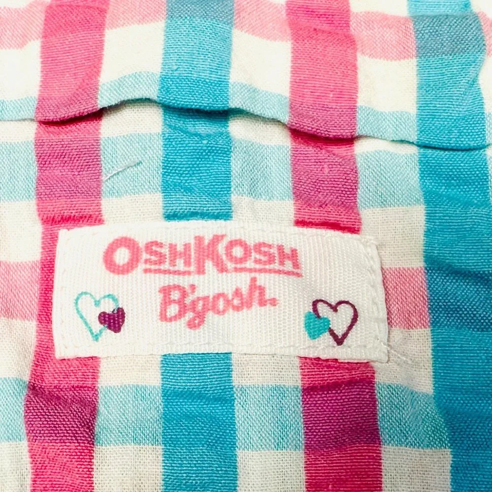 OshKosh B'Gosh Pink & Blue Check Bubble Romper 24M - NWT